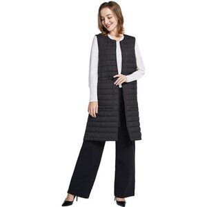Women's Long Puffer Vest Down Quilted Lightweight Sleeveless Jacket with Pockets